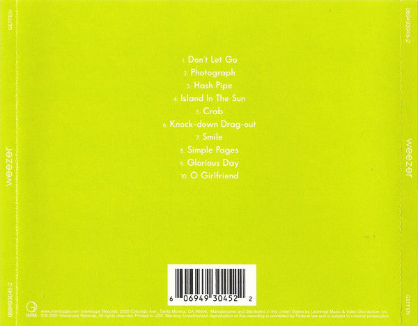 Weezer – Weezer Green Album - CD