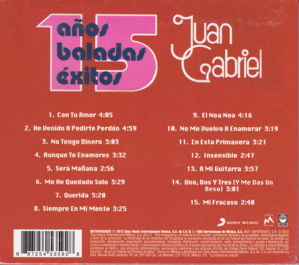 Juan Gabriel – 15 Años Baladas Exitos - CD