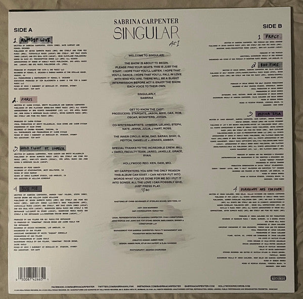 Sabrina Carpenter – Singular Act I - LP